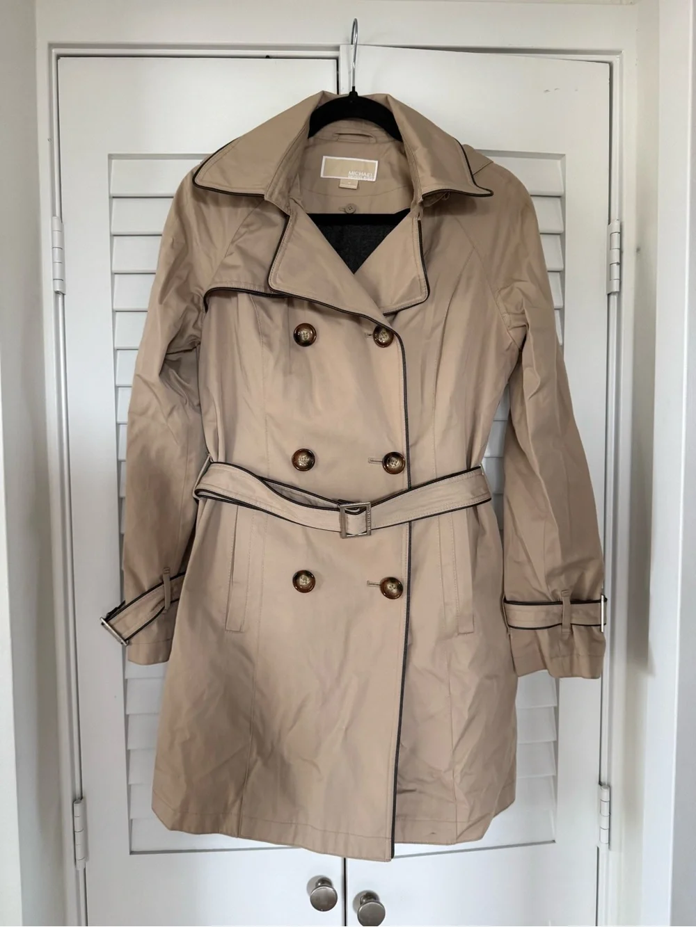 Michael Kors Beige Trench Coat with Belt and removable hood- Women's Jacket
